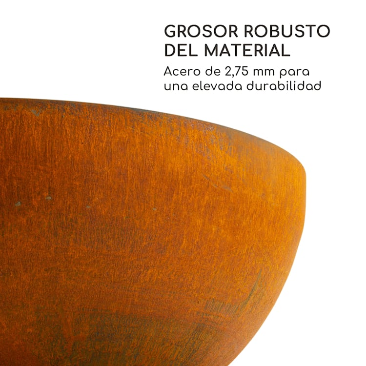 Brasero con parrilla redondo Savage 2.0, Ø: 60 cm, base estable, almacenamiento de madera round | Óxido