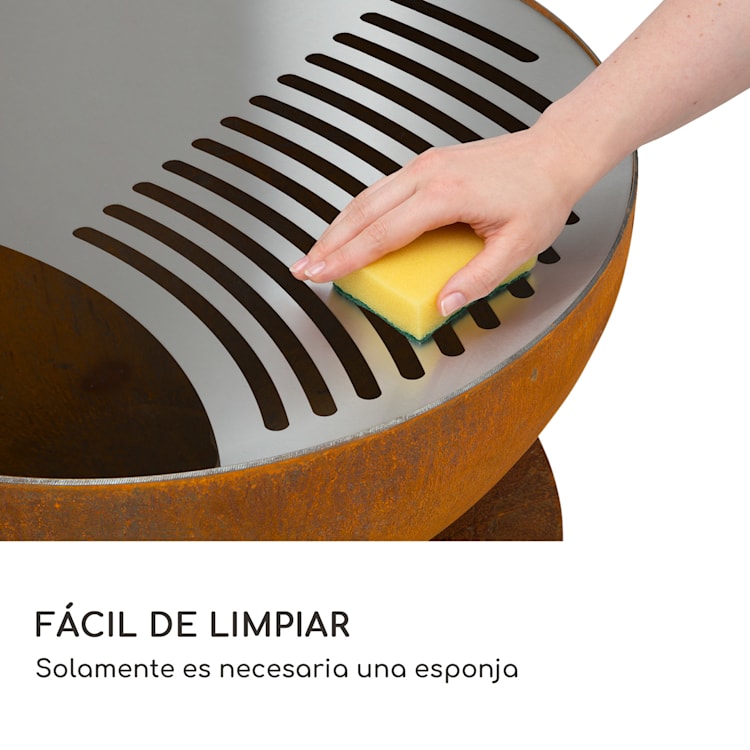 Brasero con parrilla redondo Savage 2.0, Ø: 60 cm, base estable, almacenamiento de madera round | Óxido