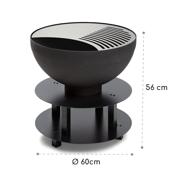 Savage 2.0 Vuurschaal-barbecue Ø: 60 cm stabiele sokkel houtopslag Staand | Zwart