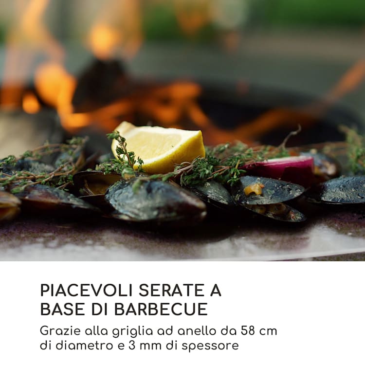 Savage 2.0 Wide Braciere con tagliere in bambù incl. protezione dalle intemperie Nero