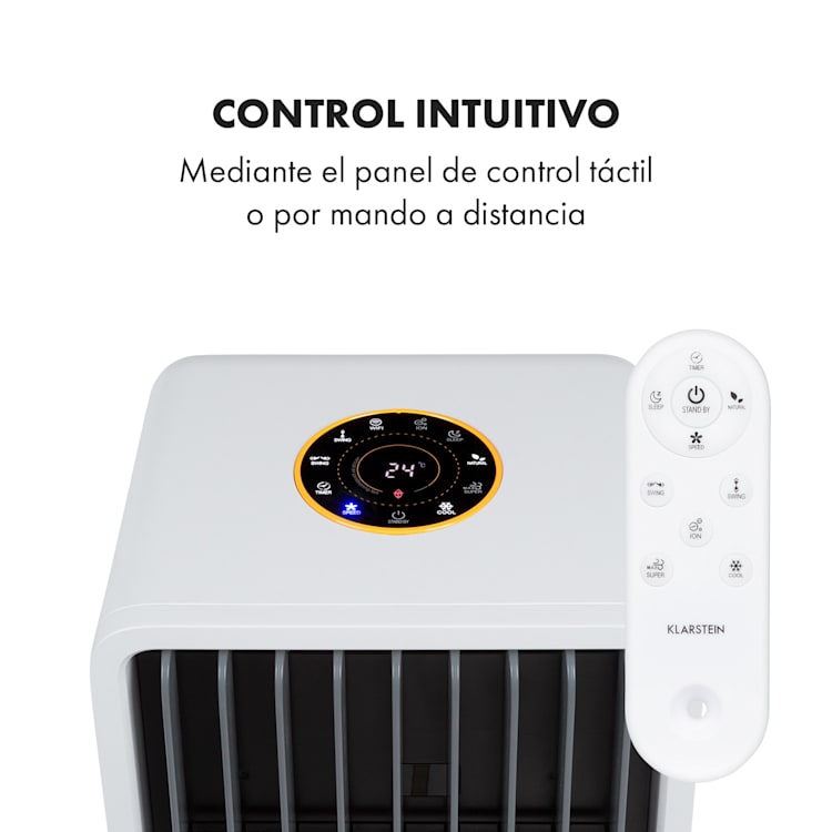 Maxflow Smart 3-en-1 ventilador humidificador 5L WiFi control remoto 2x paquete de hielo Blanco