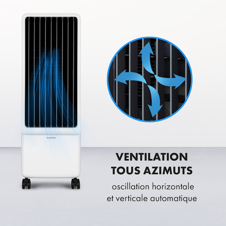 Maxflox Smart 3-in1 Rafraîchisseur d'air Ventilateur Humidificateur 5L WiFi Télécommande 2x pack de glace Blanc