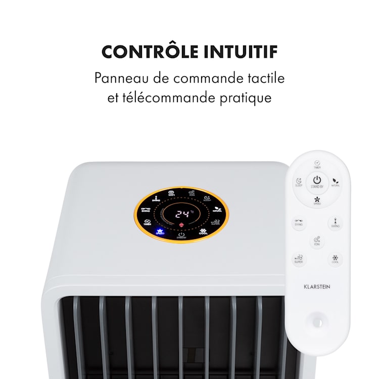 Maxflox Smart 3-in1 Rafraîchisseur d'air Ventilateur Humidificateur 5L WiFi Télécommande 2x pack de glace Blanc