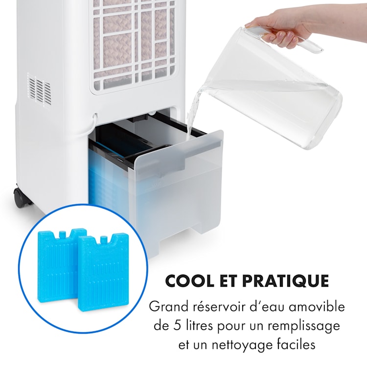 Maxflox Smart 3-in1 Rafraîchisseur d'air Ventilateur Humidificateur 5L WiFi Télécommande 2x pack de glace Blanc