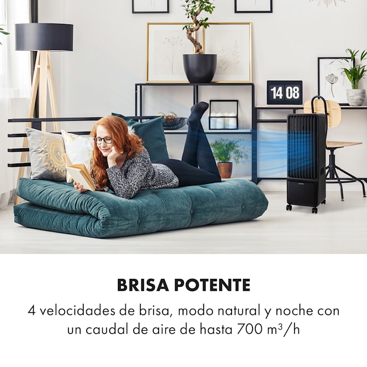 Maxflow Smart 3-en-1 ventilador humidificador 5L WiFi control remoto 2x paquete de hielo Negro