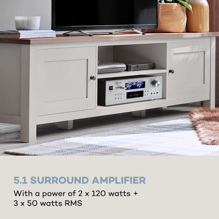 AMP 5100 BT, wzmacniacz stereo, 2 x 120 W + 3 x 50 W RMS, Bluetooth, czarny