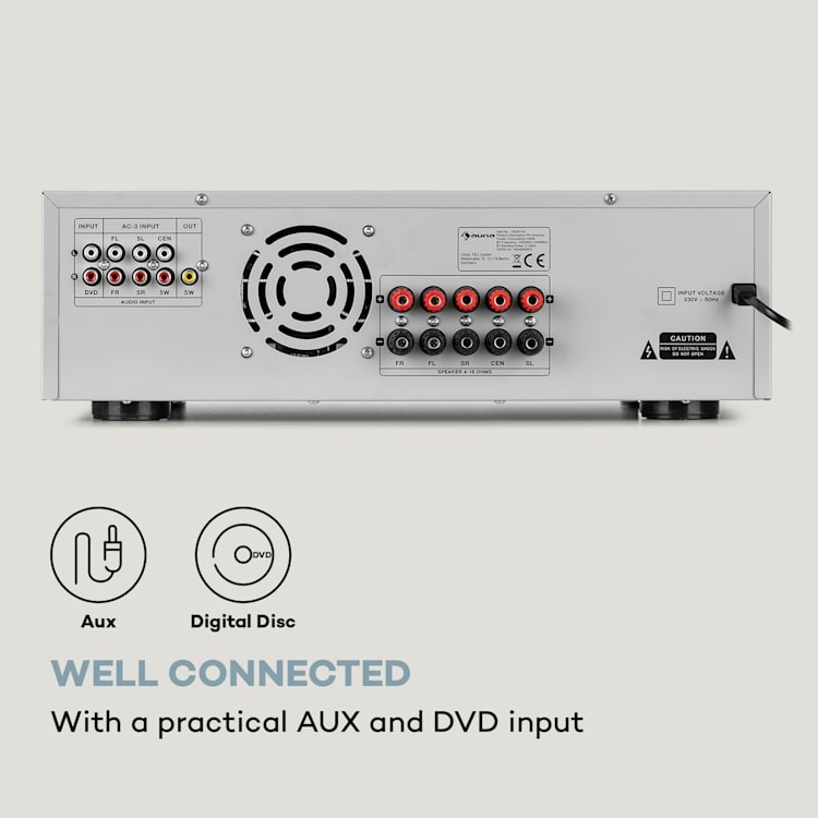 AMP 5100 BT, wzmacniacz stereo, 2 x 120 W + 3 x 50 W RMS, Bluetooth, czarny