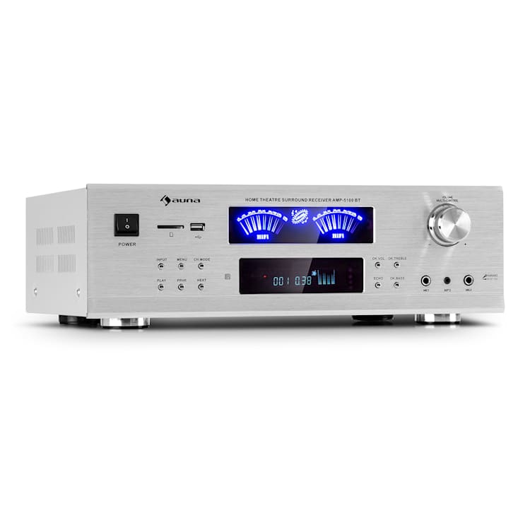AMP 5100 BT, wzmacniacz stereo, 2 x 120 W + 3 x 50 W RMS, Bluetooth, czarny