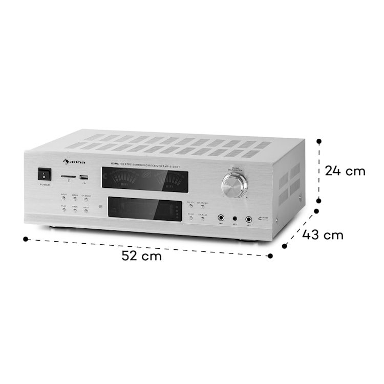 AMP 5100 BT, wzmacniacz stereo, 2 x 120 W + 3 x 50 W RMS, Bluetooth, czarny