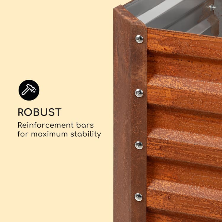 Canteiro Elevado P/ Jardim Rust Grow Chapa de Aço Galvanizada Acabamento Efeito Ferrugem 120 x 60 x 60 cm