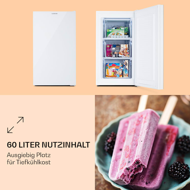 Pluto 60L Gefrierschrank 4-Sterne 60 Liter bis -18 °C Weiß