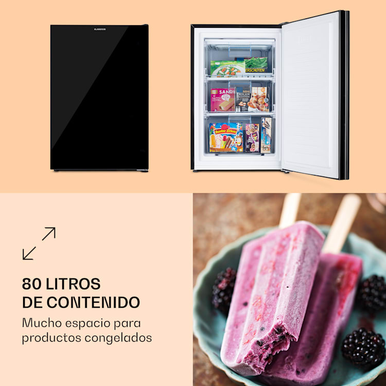 Congelador Pluto 80L 4 estrellas 80 litros hasta -18 °C Negro