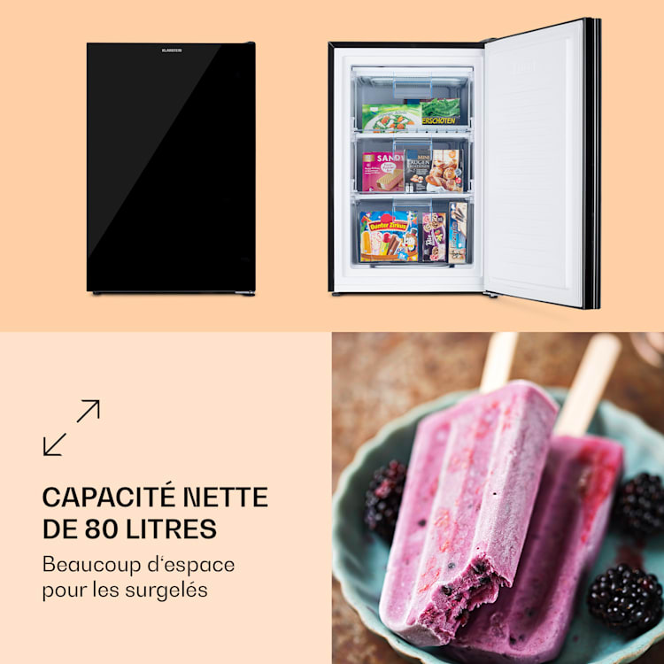 Congélateur Pluto 80L 4 étoiles 80 litres jusqu'à -18 °C Noir