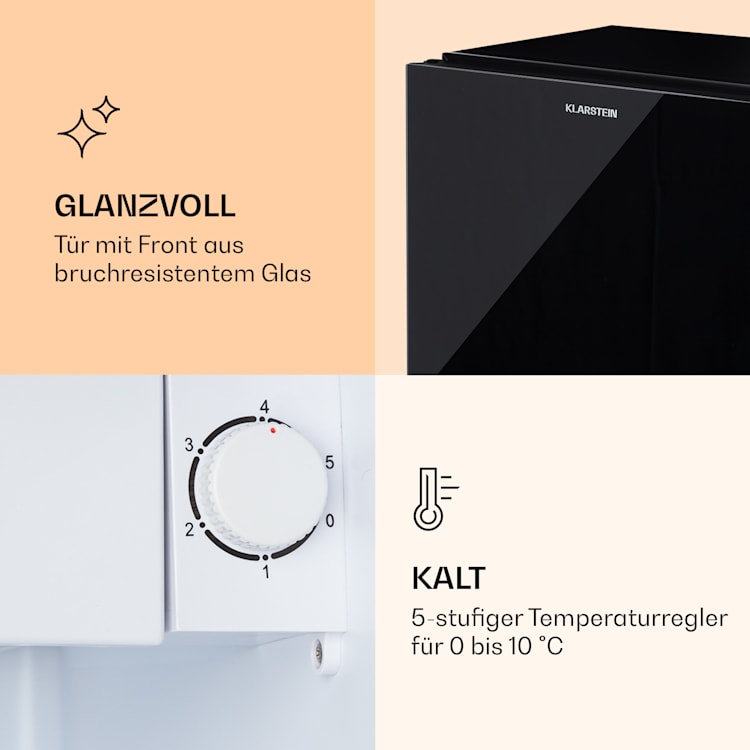 Luminance Frost Mini-Kühlschrank 45l EEK F Gefrierfach 1,5l Glastür Schwarz
