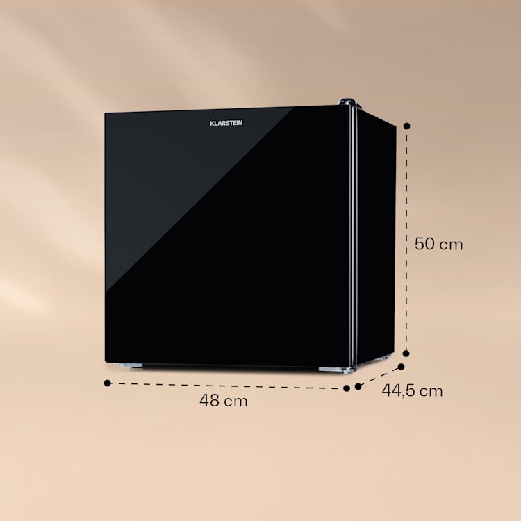 Luminance Frost, mini chladnička, 45 l, EEK F, 1,5 l mraziaci priečinok, sklenené dvere Čierna