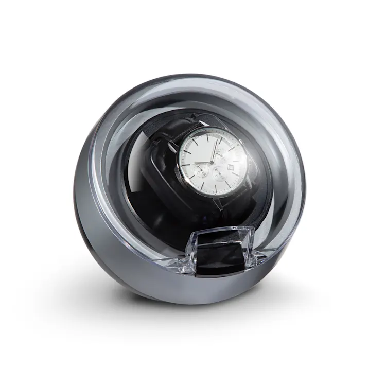 St. Gallen ll Premium Watch Winder 4 Speeds 3 Rotation Modes Silver Metallic