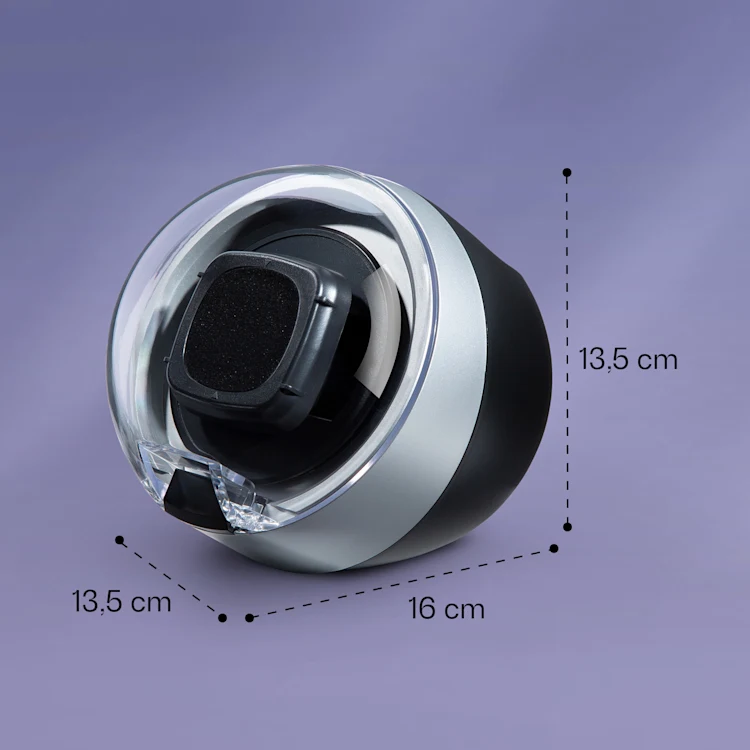 St. Gallen ll Premium Watch Winder 4 Speeds 3 Rotation Modes Silver Metallic