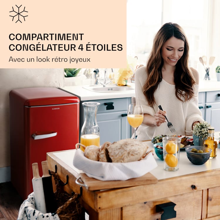 Congélateur Laika 60L 60 litres 3 tiroirs Température : -18 à 0 °C Rouge