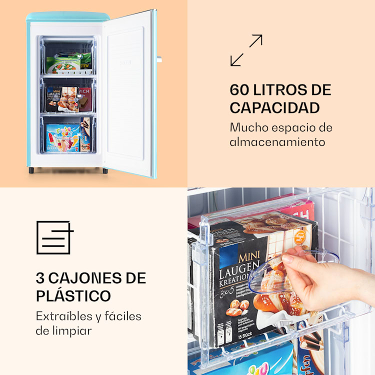 Laika 60L Congelador 60 litros 3 cajones Temperatura: -18 a 0 °C Azul