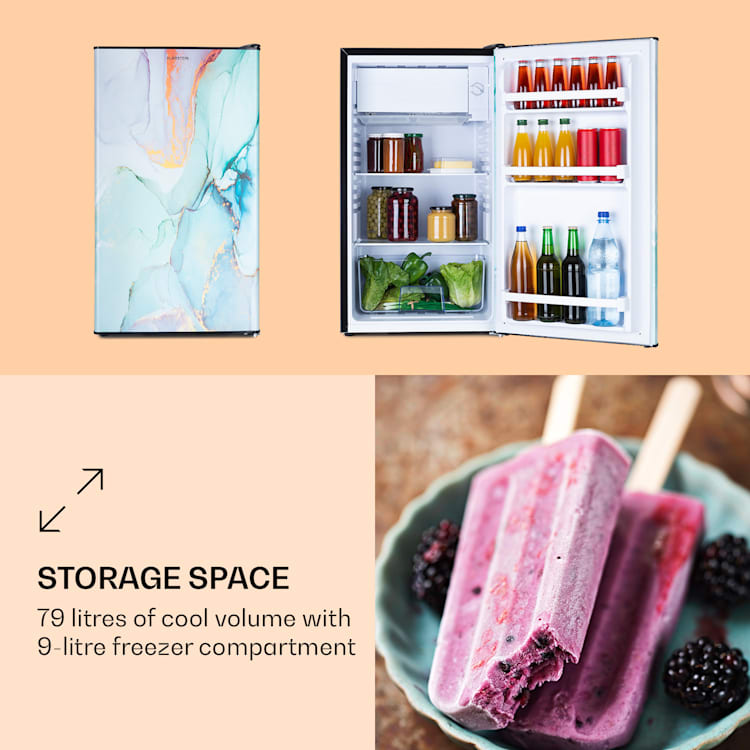 CoolArt 79L Combinação frigorífico/congelador Classe de eficiência energética F compartimento congelador 9L porta personalizada 79 Ltr | multicolorido