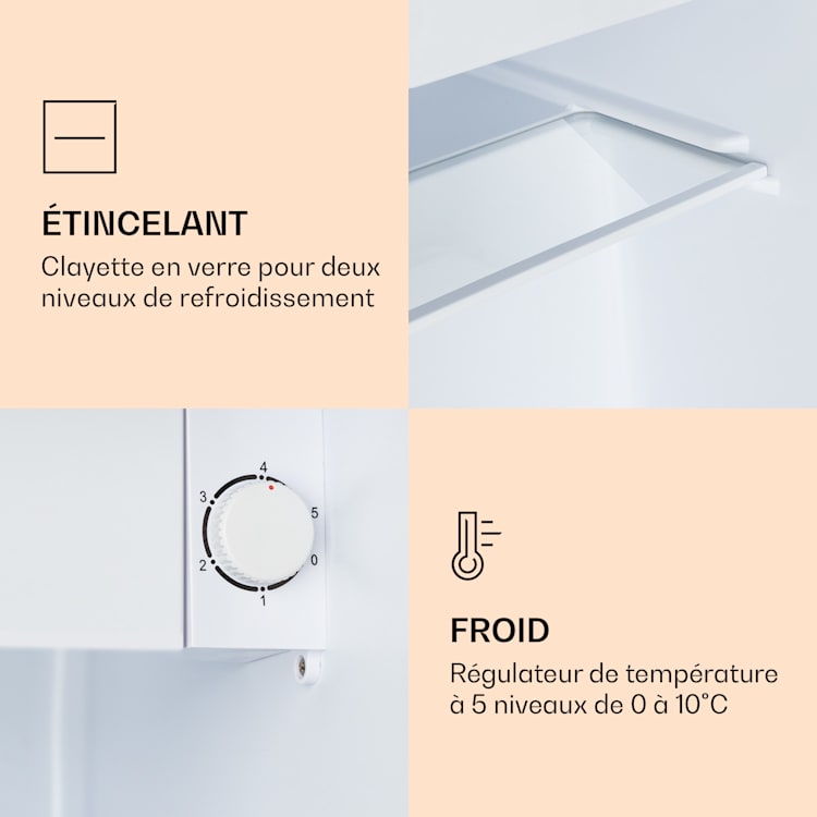 CoolArt 45L mini-réfrigérateur CEE F Compartiment Congélateur 1.5 l Porte Design Cool City