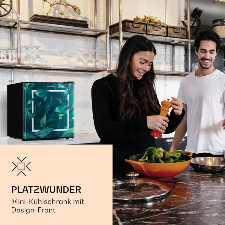 CoolArt 45L Mini-Kühlschrank EEK F Gefrierfach 1,5l Designtür Forest