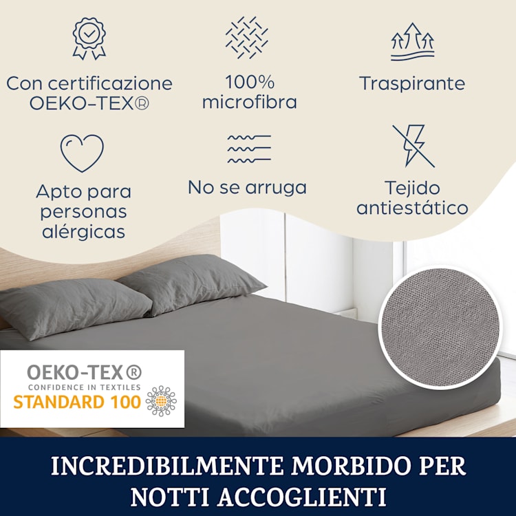 Soft Wonder-Edition, lenzuolo con angoli, 90-100 x 200 cm, microfibra Grigio Scuro
