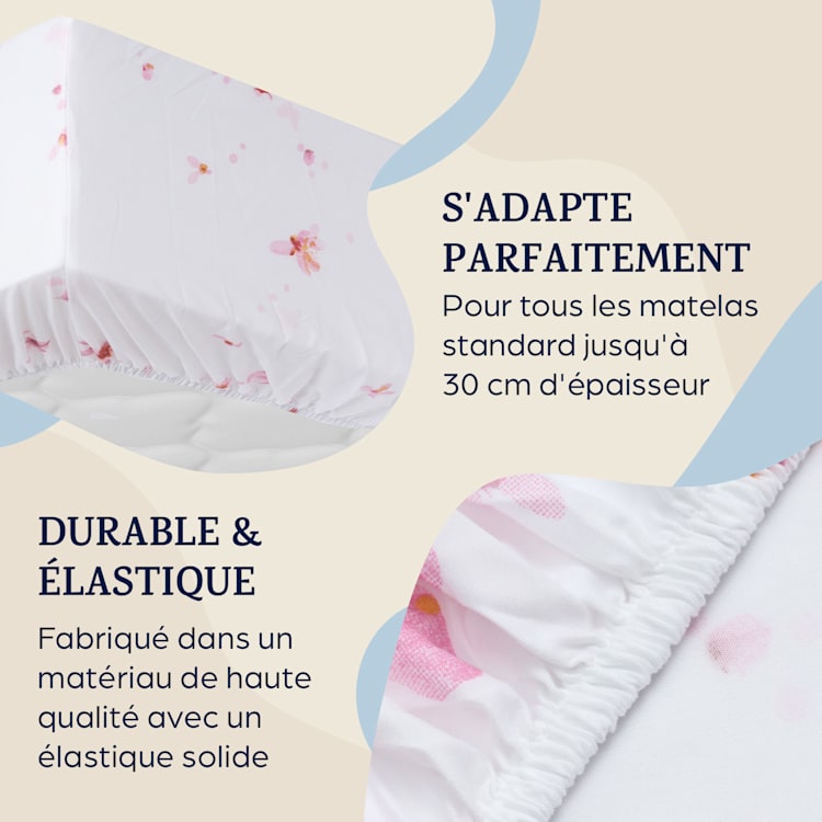 Soft Wonder édition drap housse 180-200 x 200 cm Mikrofaser Fleurs Roses