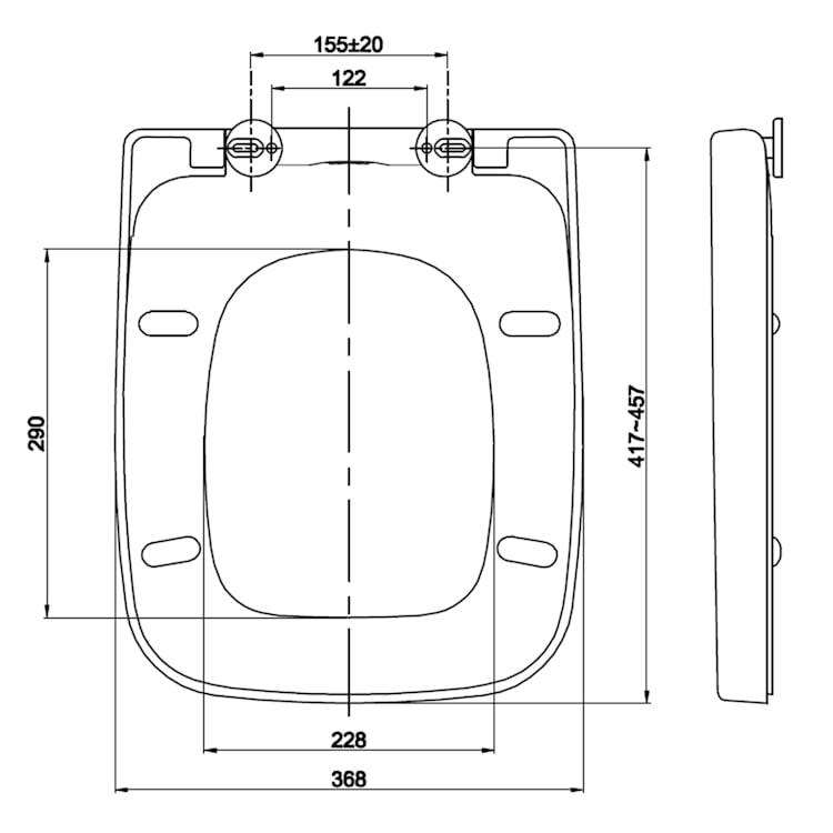 Lamera, straniščna deska, kvadratna oblika, samodejno zlaganje, antibakterijska, bela 