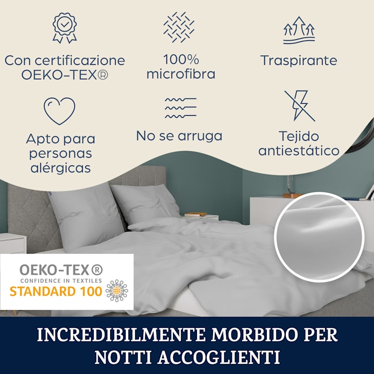 Traumwolle, Biancheria da Letto di Flanella, 155x220 cm Grigio Chiaro