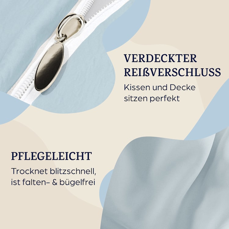 Traumwolle Biber-Bettwäsche 200x200 cm Hellblau