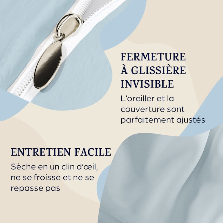 Traumwolle Parure de lit en coton Biber 200x200 cm Bleu Clair