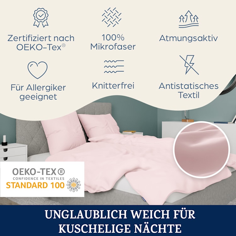 Traumwolle Biber-Bettwäsche 155x220 cm Rosa