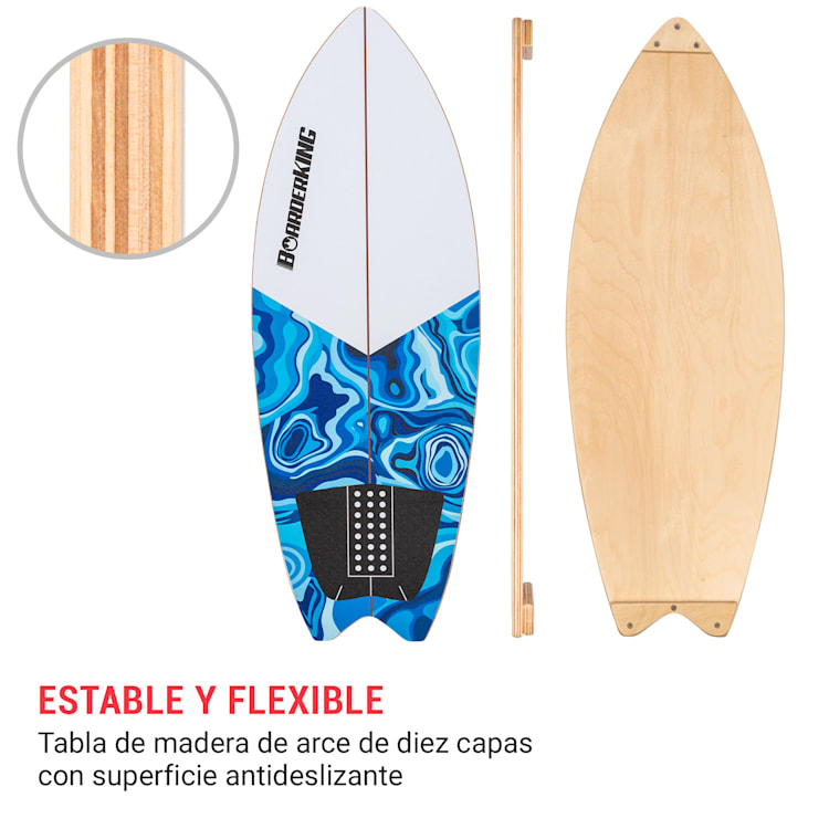 Indoorboard Wave Tabla de equilibro + Esterilla + Rodillo Madera/Corcho Surf