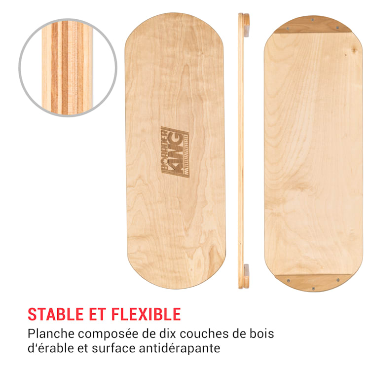 Indoorboard Classic planche d'équilibre + tapis + rouleau bois / liège rouge Nature