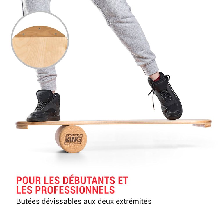 Indoorboard Classic planche d'équilibre + tapis + rouleau bois / liège rouge Nature