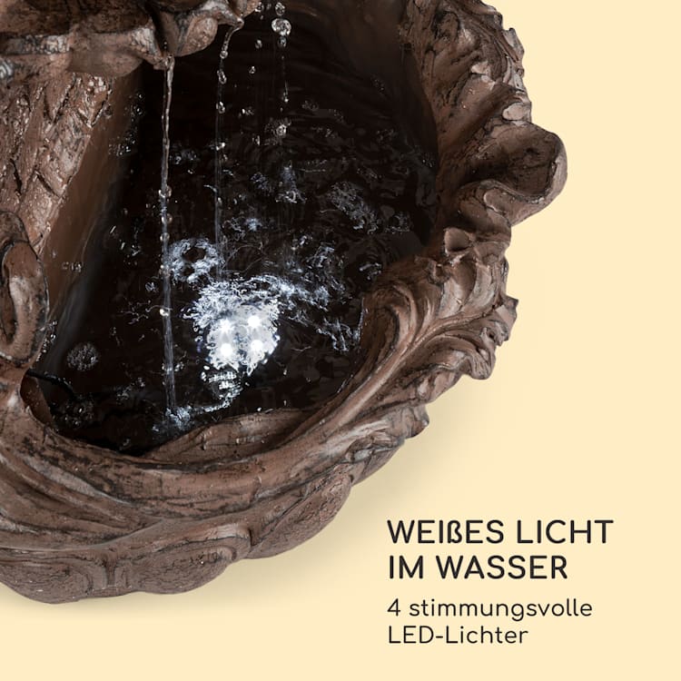 Löwenstein Wandbrunnen 2W Solar-Pumpe Material: Polyresin 4 weiße LED 5m Kabel