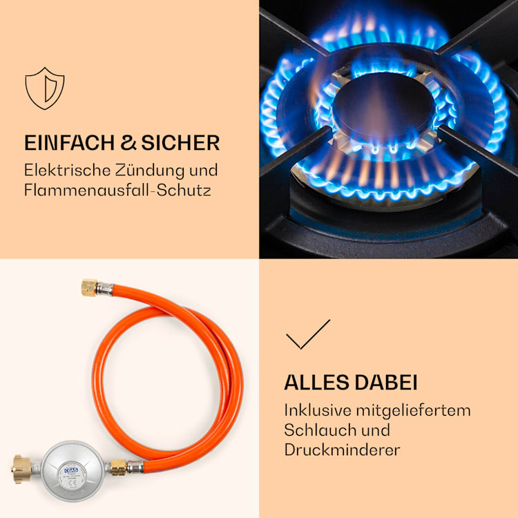Goldflame Gaskochfeld 1 Wokbrenner Glaskeramik 1