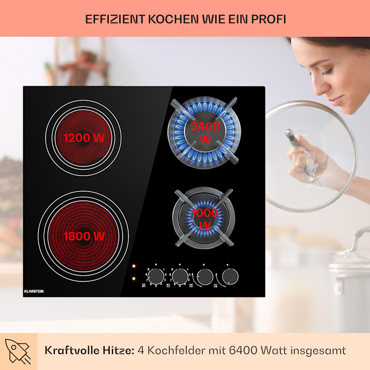 MultiChef 4 Kombi-Gaskochfeld Gas/Glaskeramik 4 Zonen 4