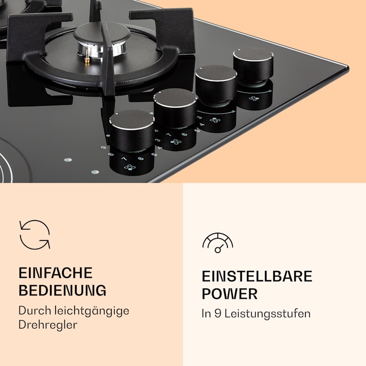 MultiChef 4 Kombi-Gaskochfeld Gas/Glaskeramik 4 Zonen 4