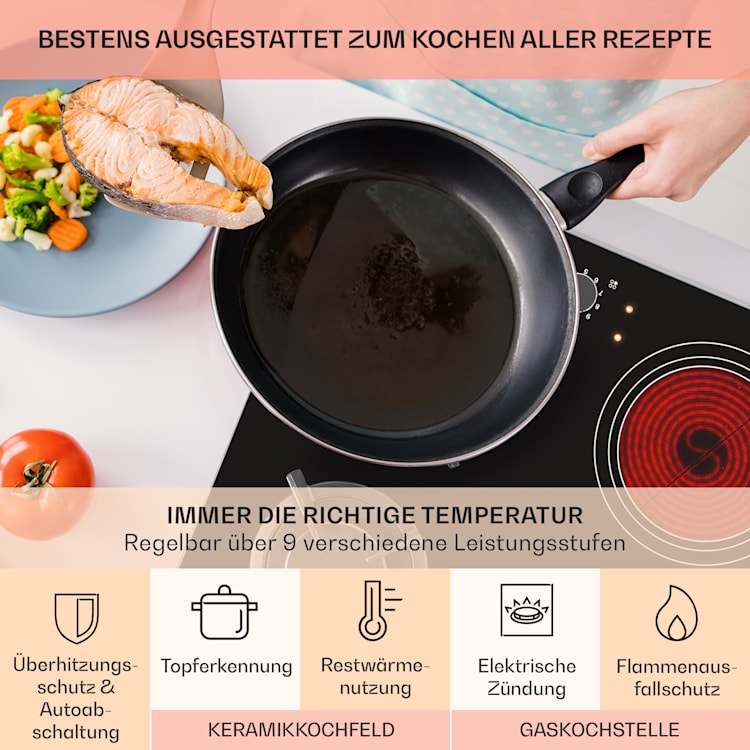 MultiChef 4 Kombi-Gaskochfeld Gas/Glaskeramik 4 Zonen 4