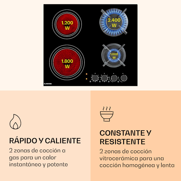 MultiChef 4 Placa de gas combinada Gas/vitrocerámica 4 zonas 4