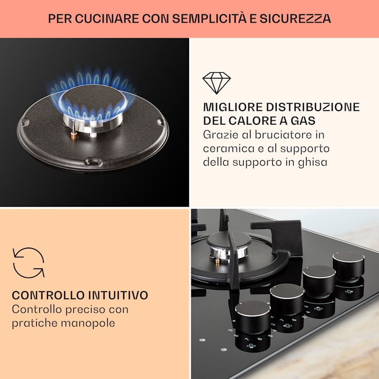 MultiChef 4 Piano cottura combinato gas/vetroceramica 4 zone 4