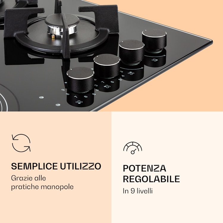 MultiChef 4 Piano cottura combinato gas/vetroceramica 4 zone 4