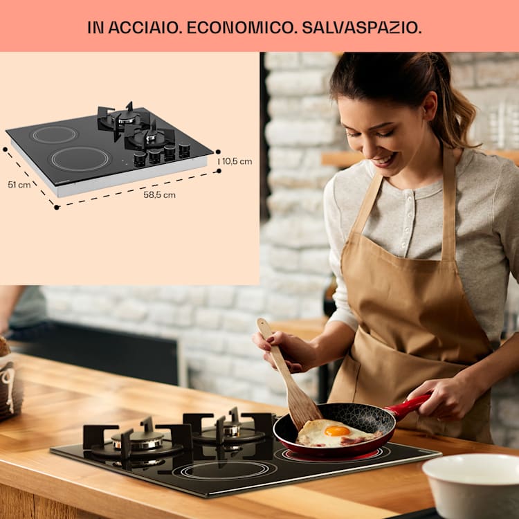 MultiChef 4 Piano cottura combinato gas/vetroceramica 4 zone 4