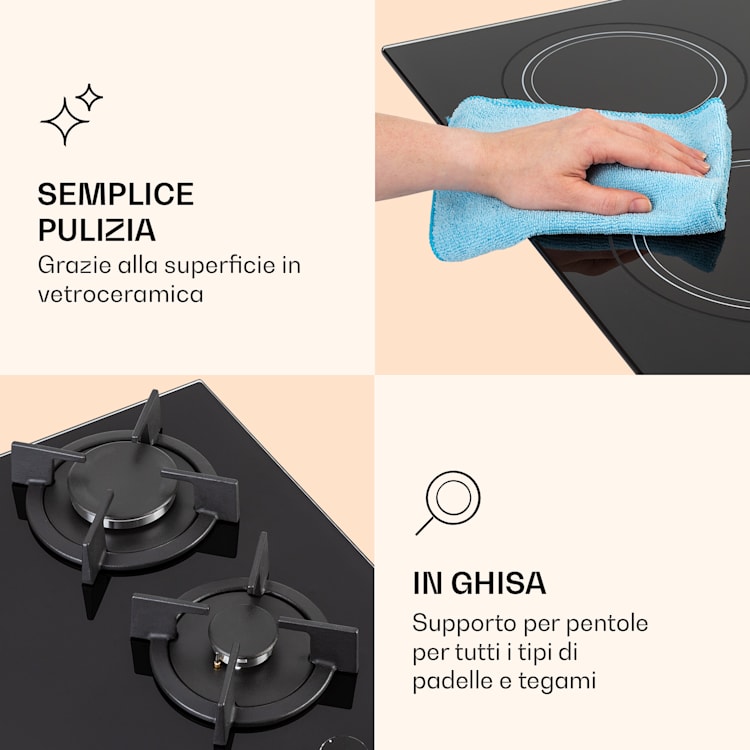 MultiChef 4 Piano cottura combinato gas/vetroceramica 4 zone 4
