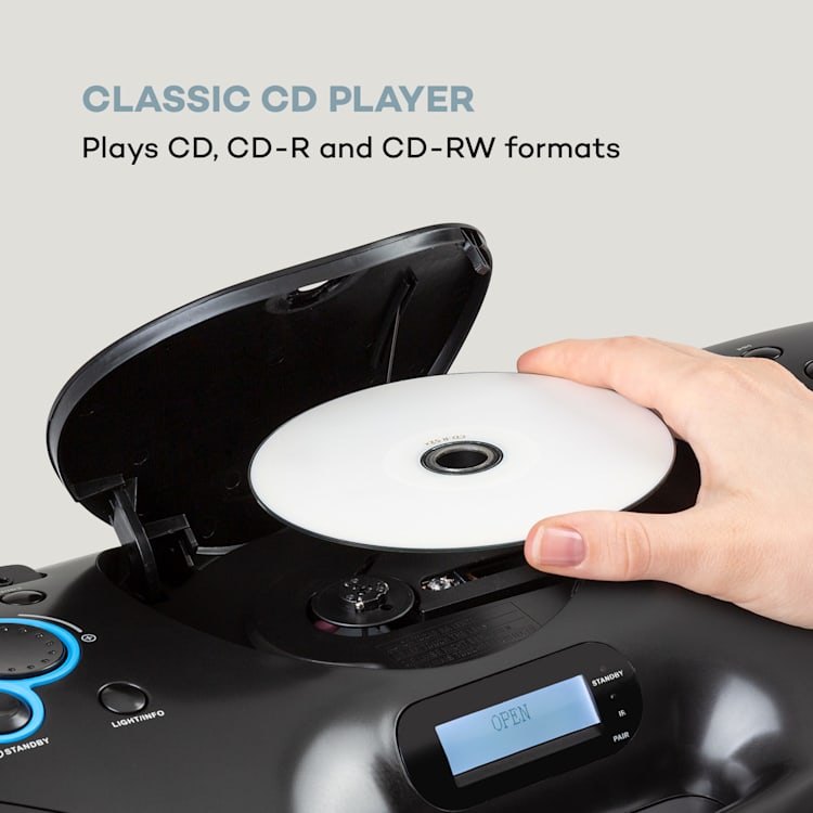 Spacewoofer DAB - Boombox, lettore CD, DAB+, FM, Bluetooth, telecomando, LED