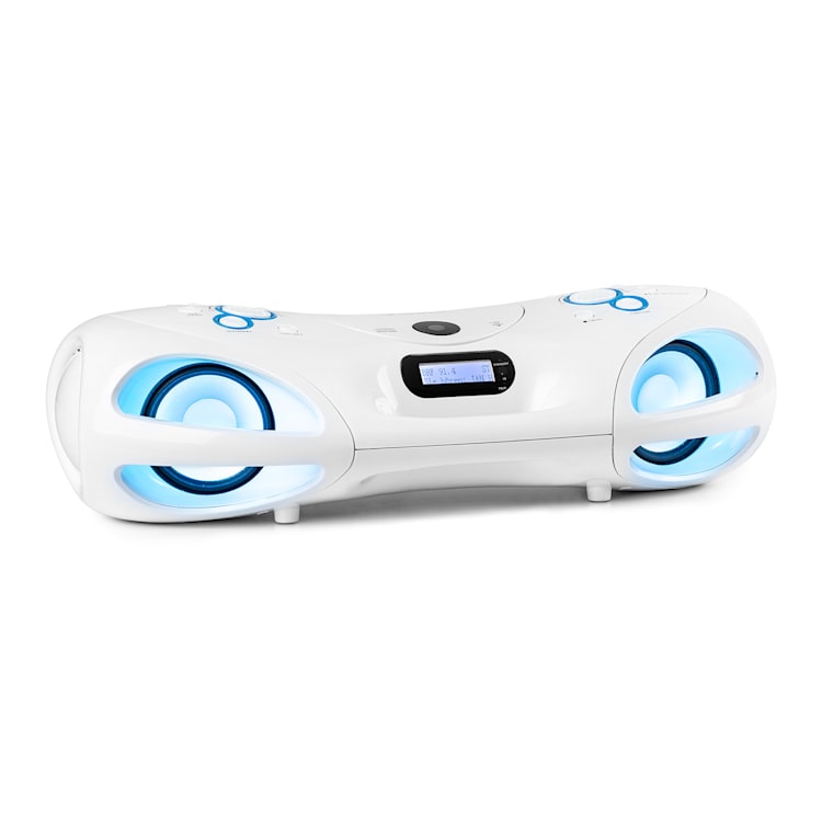 Spacewoofer DAB Boombox CD-Player DAB+ UKW Bluetooth Fernbedienung LED Weiß