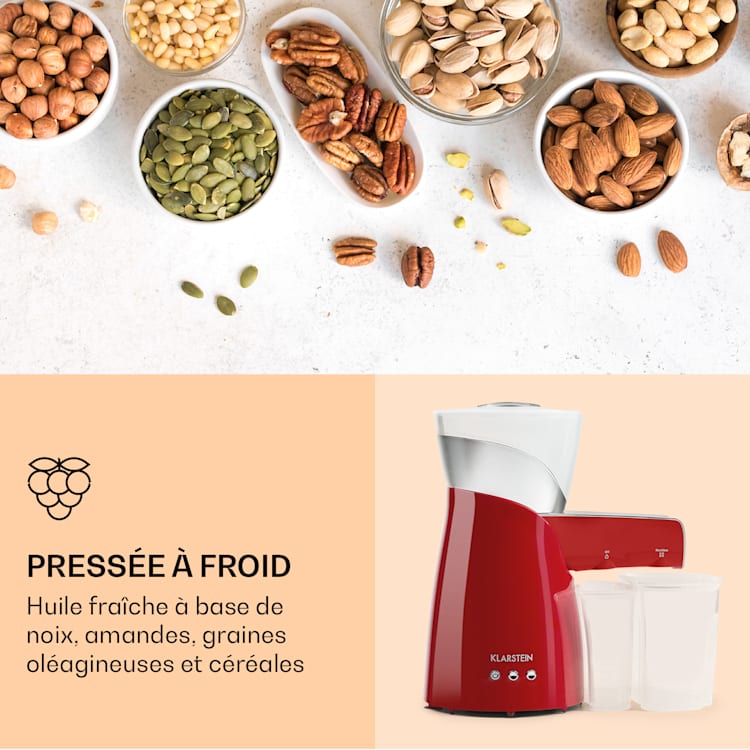 Presse à huile Olivia Presse à froid 650 W 700 g 2 vis de pressage Rouge