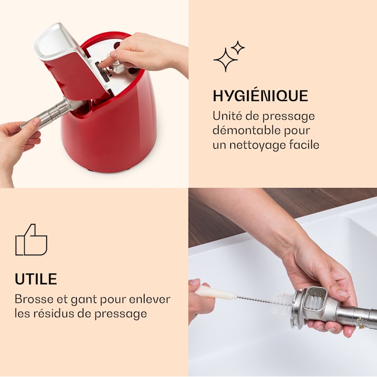 Presse à huile Olivia Presse à froid 650 W 700 g 2 vis de pressage Rouge